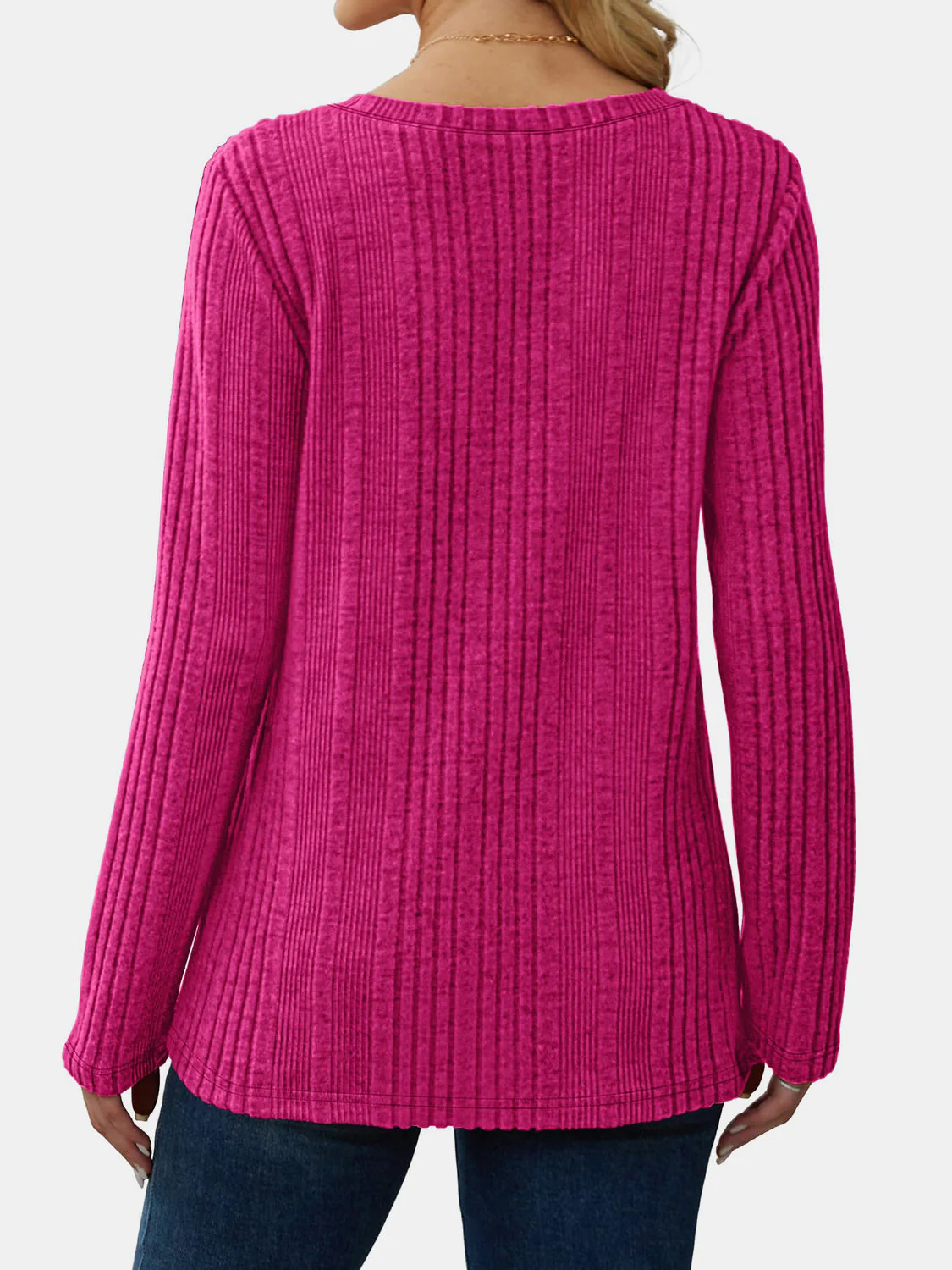 V-Neck Long Sleeve T-Shirt - Image 6
