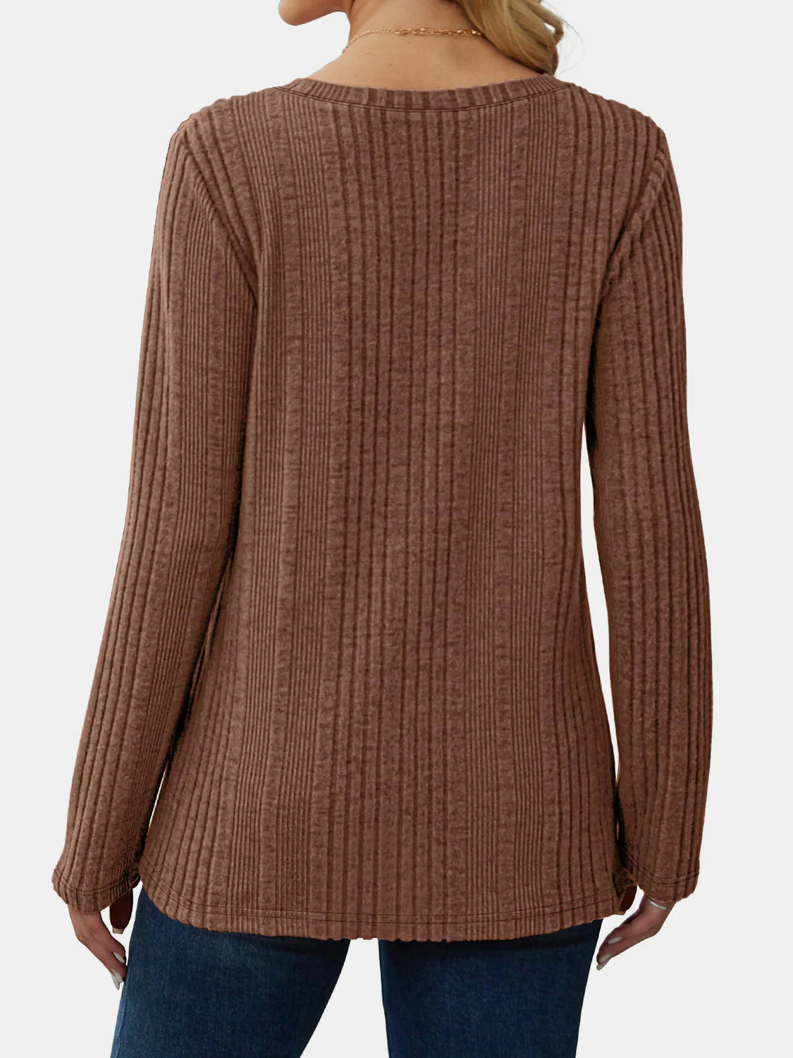 V-Neck Long Sleeve T-Shirt - Image 9