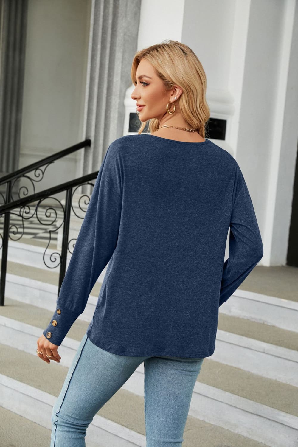 V-Neck Long Sleeve T-Shirt - Image 15