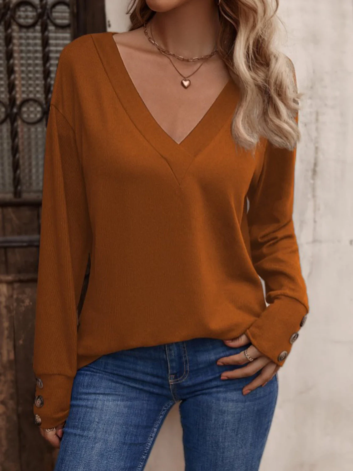 V-Neck Long Sleeve Top - Image 10