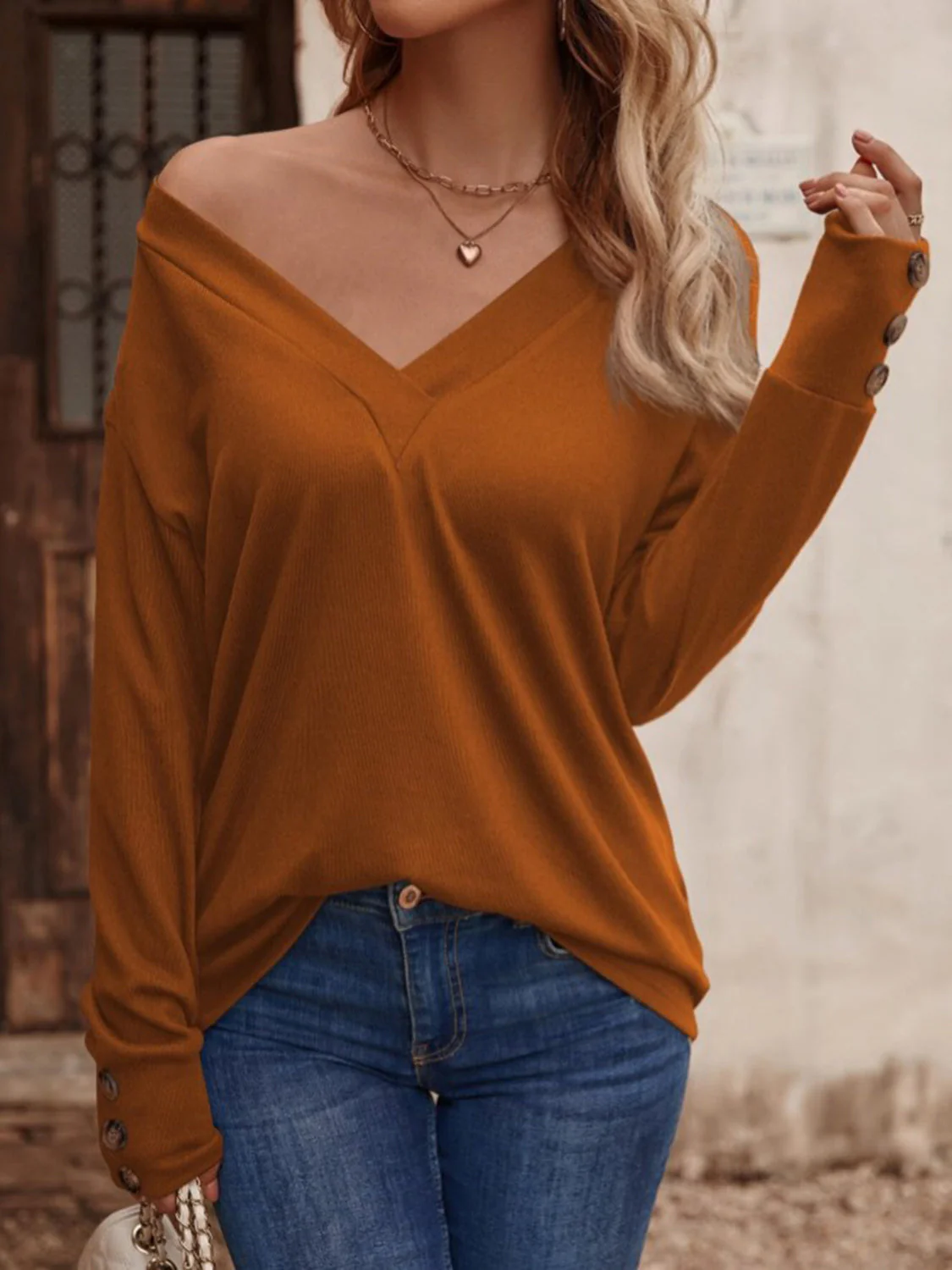 V-Neck Long Sleeve Top - Image 12