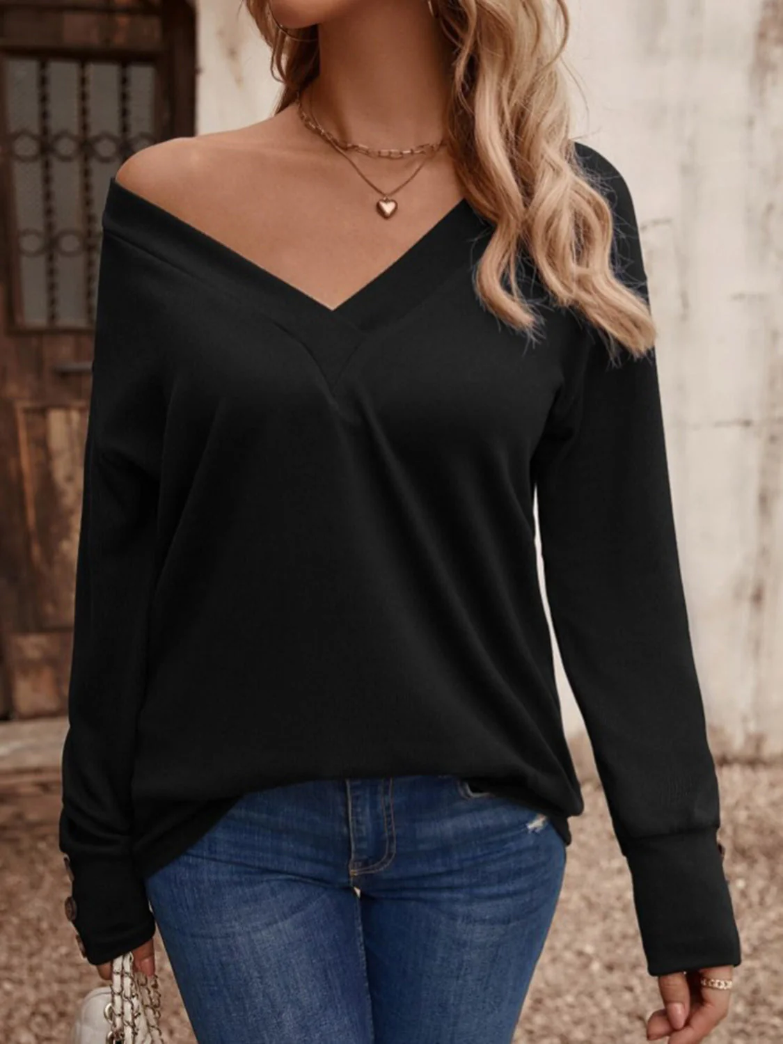 V-Neck Long Sleeve Top - Image 14