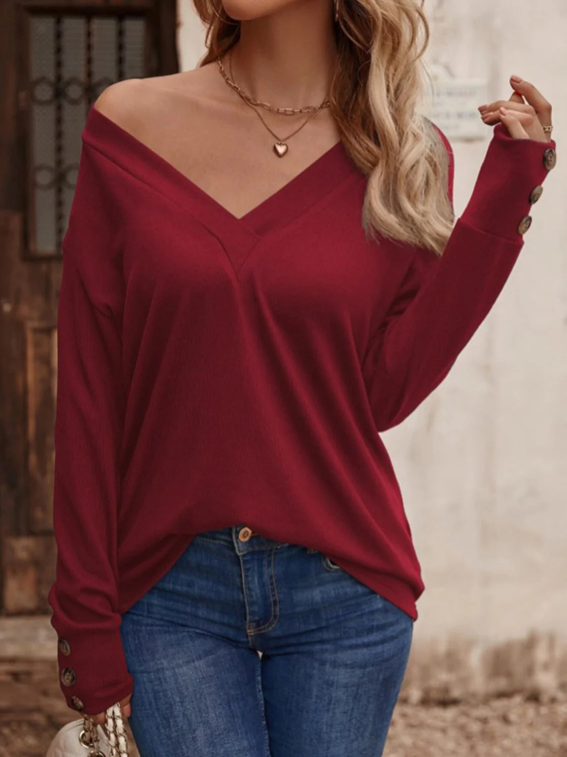 V-Neck Long Sleeve Top - Image 3