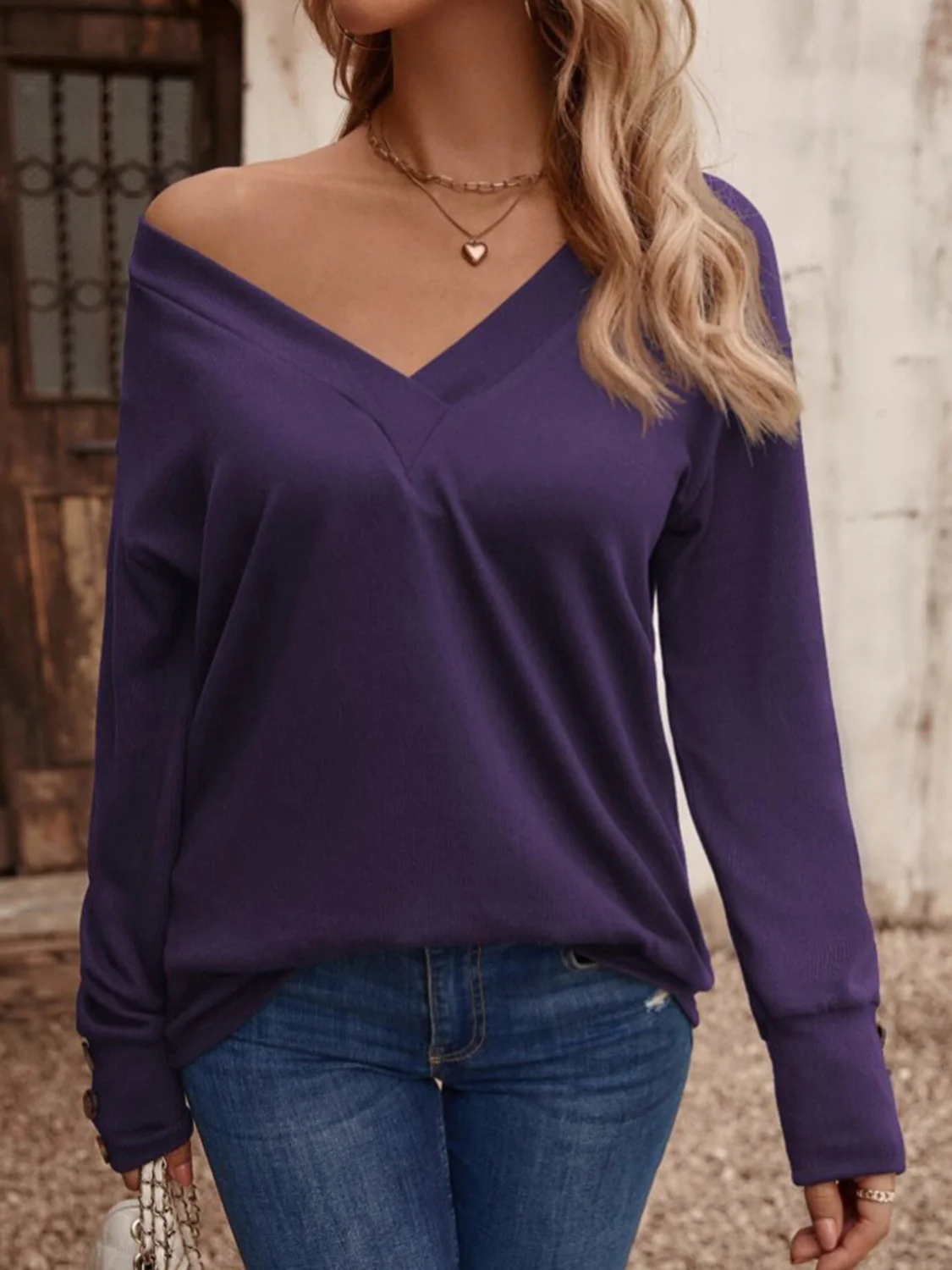 V-Neck Long Sleeve Top - Image 8
