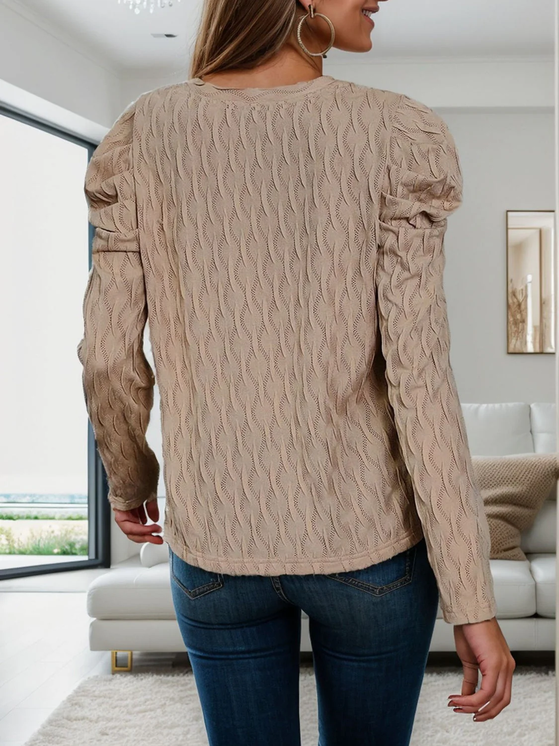 V-Neck Puff Sleeve Top - Image 2