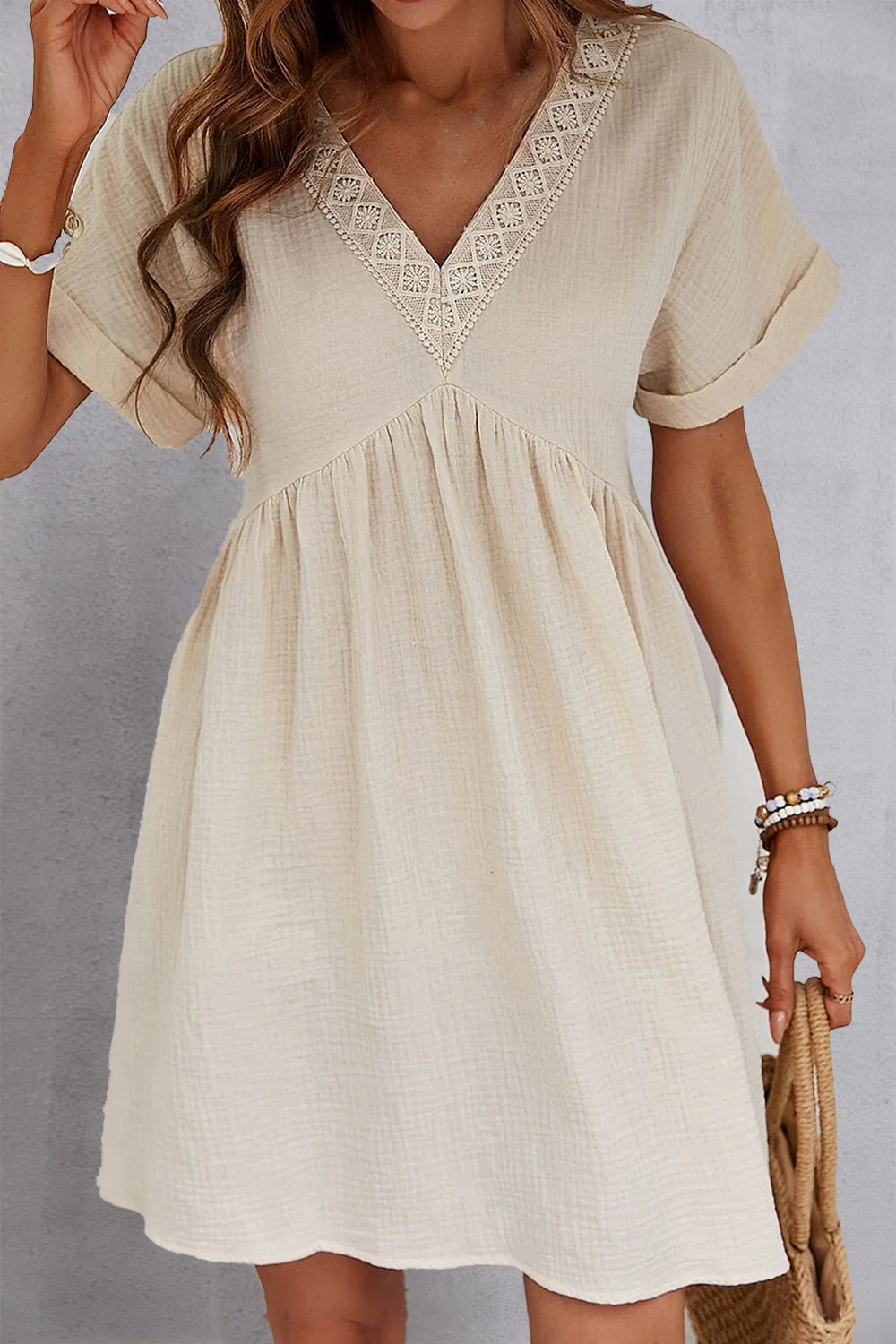 V-Neck Short Sleeve Dress - Image 2