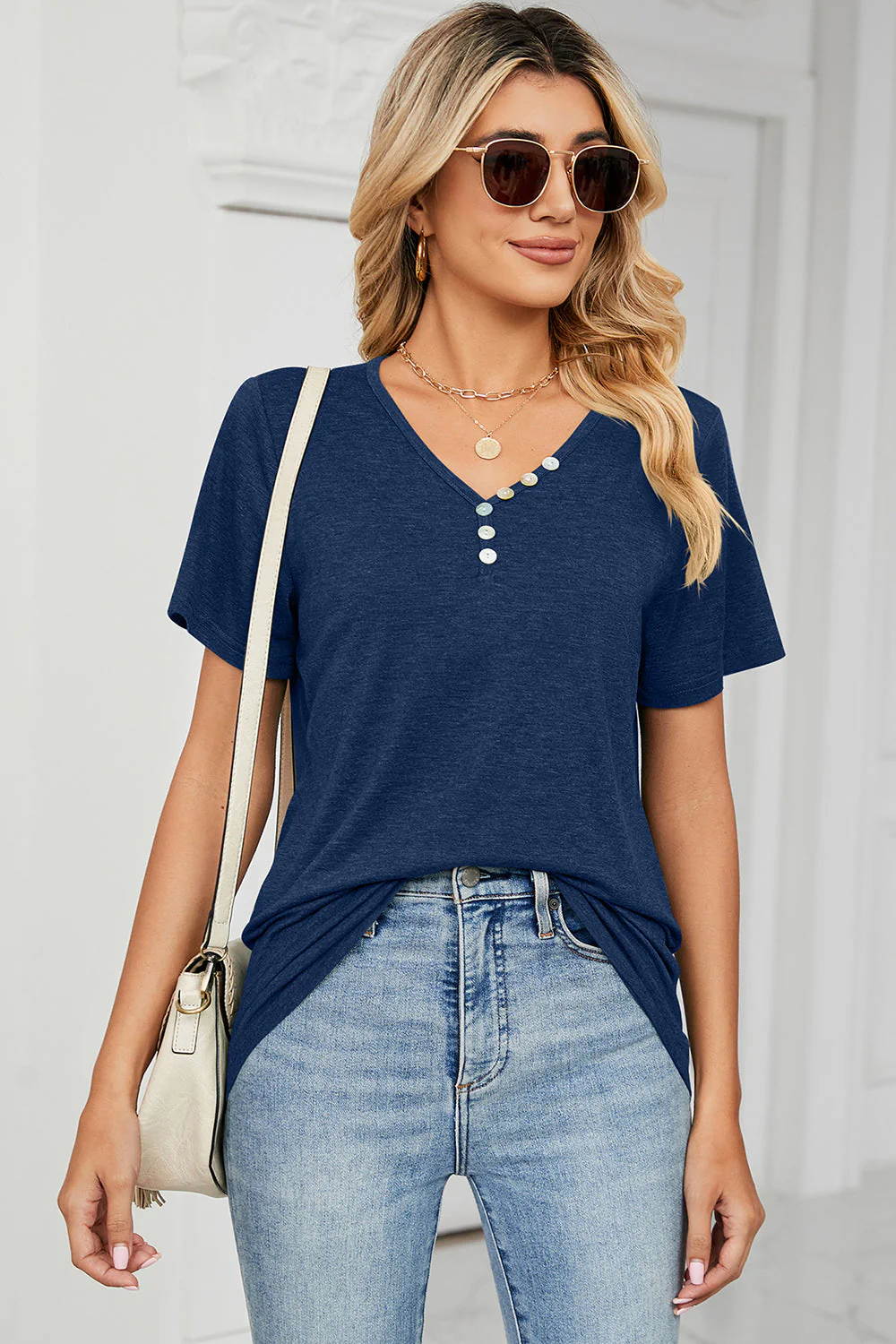 V-Neck Short Sleeve T-Shirt - Image 14