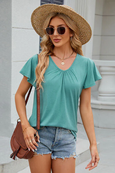V-Neck Short Sleeve T-Shirt - Image 18