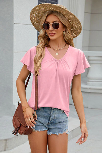 V-Neck Short Sleeve T-Shirt - Image 23