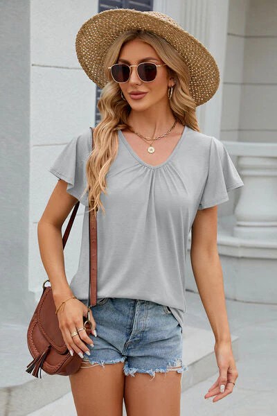 V-Neck Short Sleeve T-Shirt - Image 26