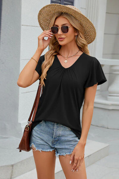 V-Neck Short Sleeve T-Shirt - Image 3