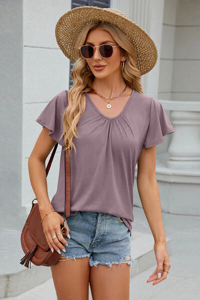 V-Neck Short Sleeve T-Shirt - Image 31