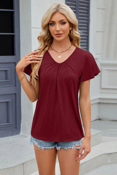 V-Neck Short Sleeve T-Shirt - Image 6