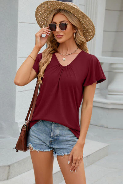 V-Neck Short Sleeve T-Shirt - Image 7