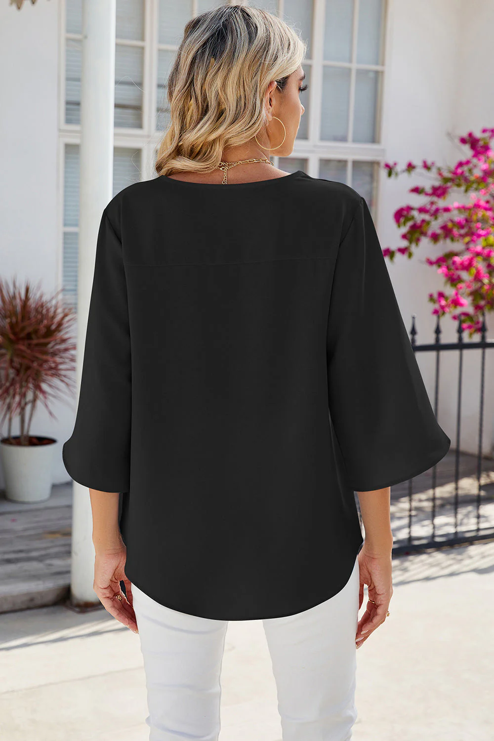 V-Neck Three-Quarter Sleeve Top - Image 12