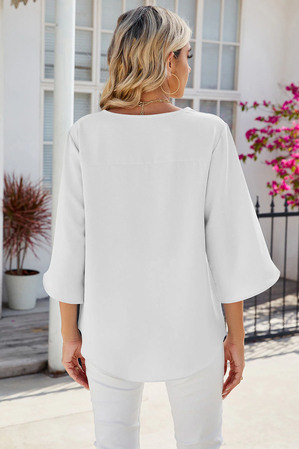 V-Neck Three-Quarter Sleeve Top - Image 6