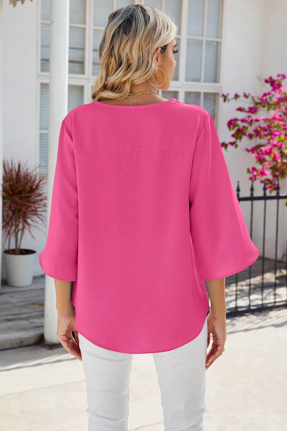 V-Neck Three-Quarter Sleeve Top - Image 9