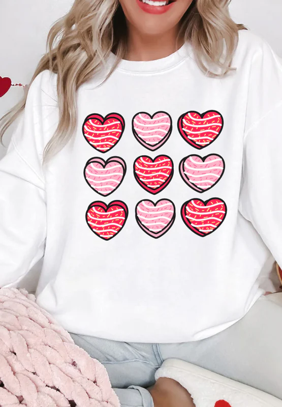 Valentine's Day Heart Round Neck Long Sleeve Sweatshirt - Image 4
