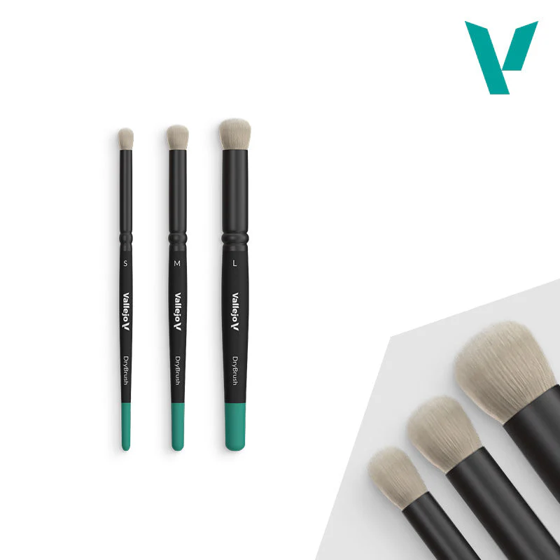 Vallejo Hobby Brushes: Dry Brush - Natural Hair - Dry Brush Set - Small, Medium, & Large - Image 2