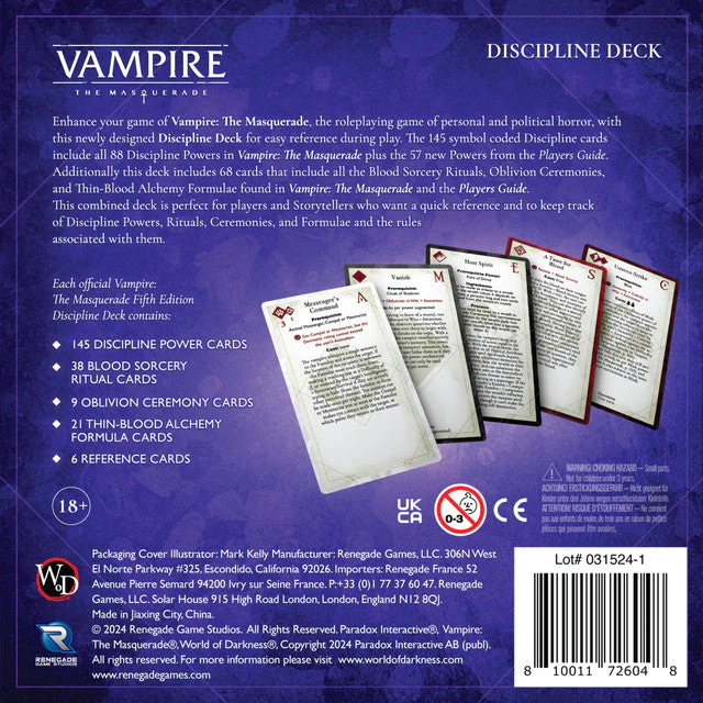 Vampire: The Masquerade - 5th Edition Discipline Deck - Image 2
