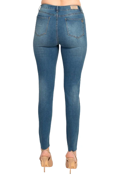 Velvet Heart Mid Waist Skinny Stretch Button Closure Denim Pants with Pockets by Curated Brands - Image 3