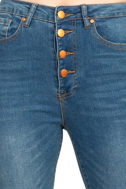 Velvet Heart Mid Waist Skinny Stretch Button Closure Denim Pants with Pockets by Curated Brands - Image 4