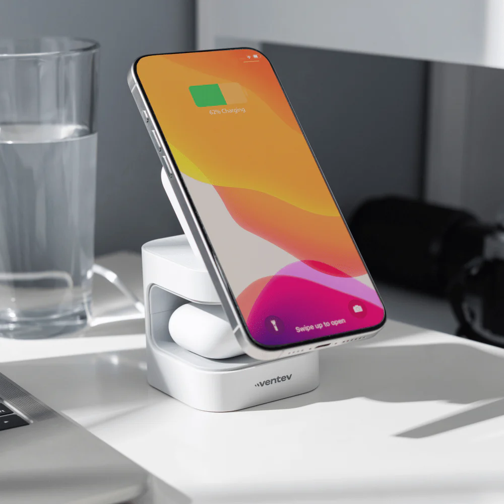 Ventev 15W Qi2 Wireless Charging Cube 2-in-1 White by Ventev - Image 9