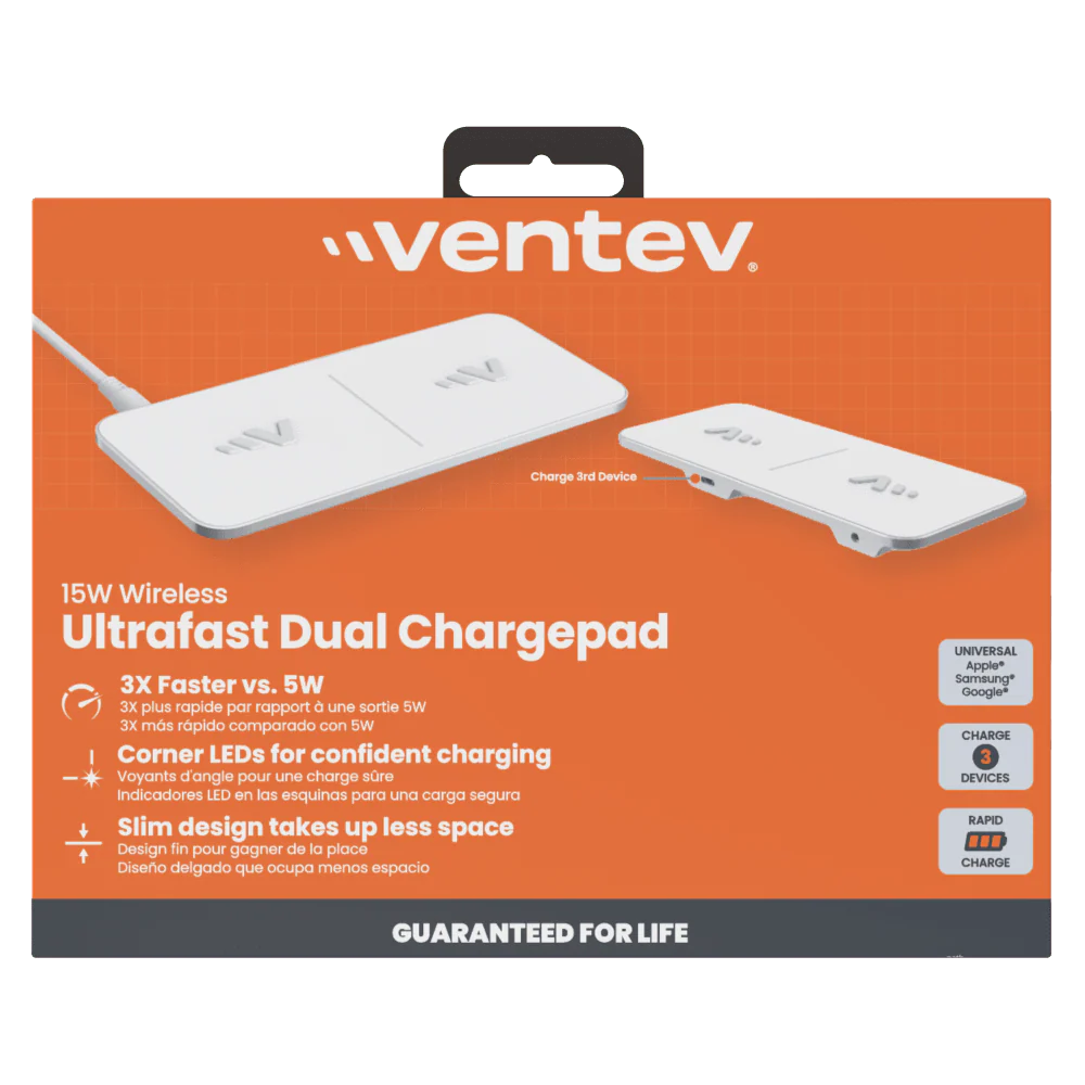 Ventev Dual Wireless Chargepad 15W White by Ventev - Image 6