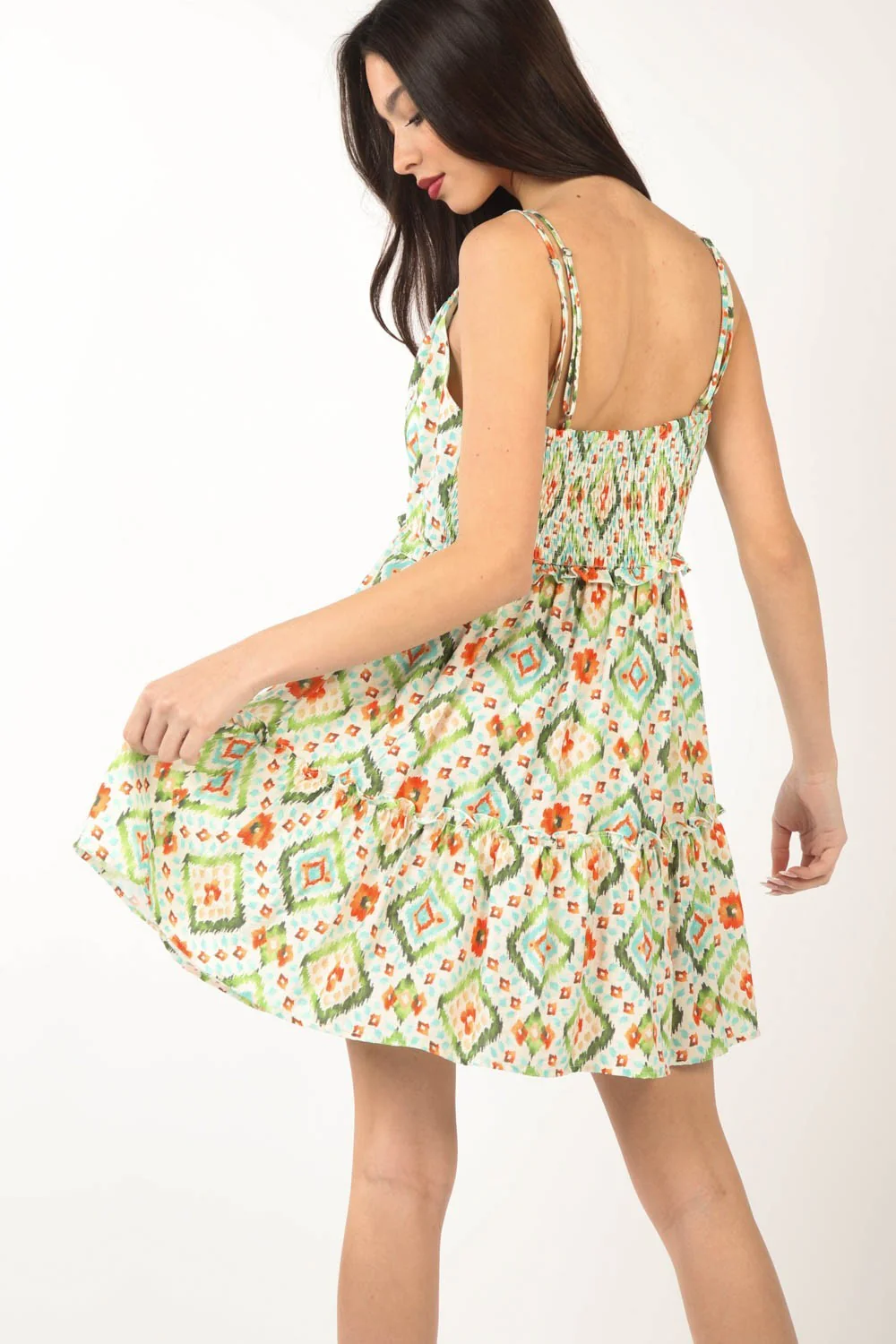 VERY J Floral Back Smocked Ruffled Mini Dress - Image 2