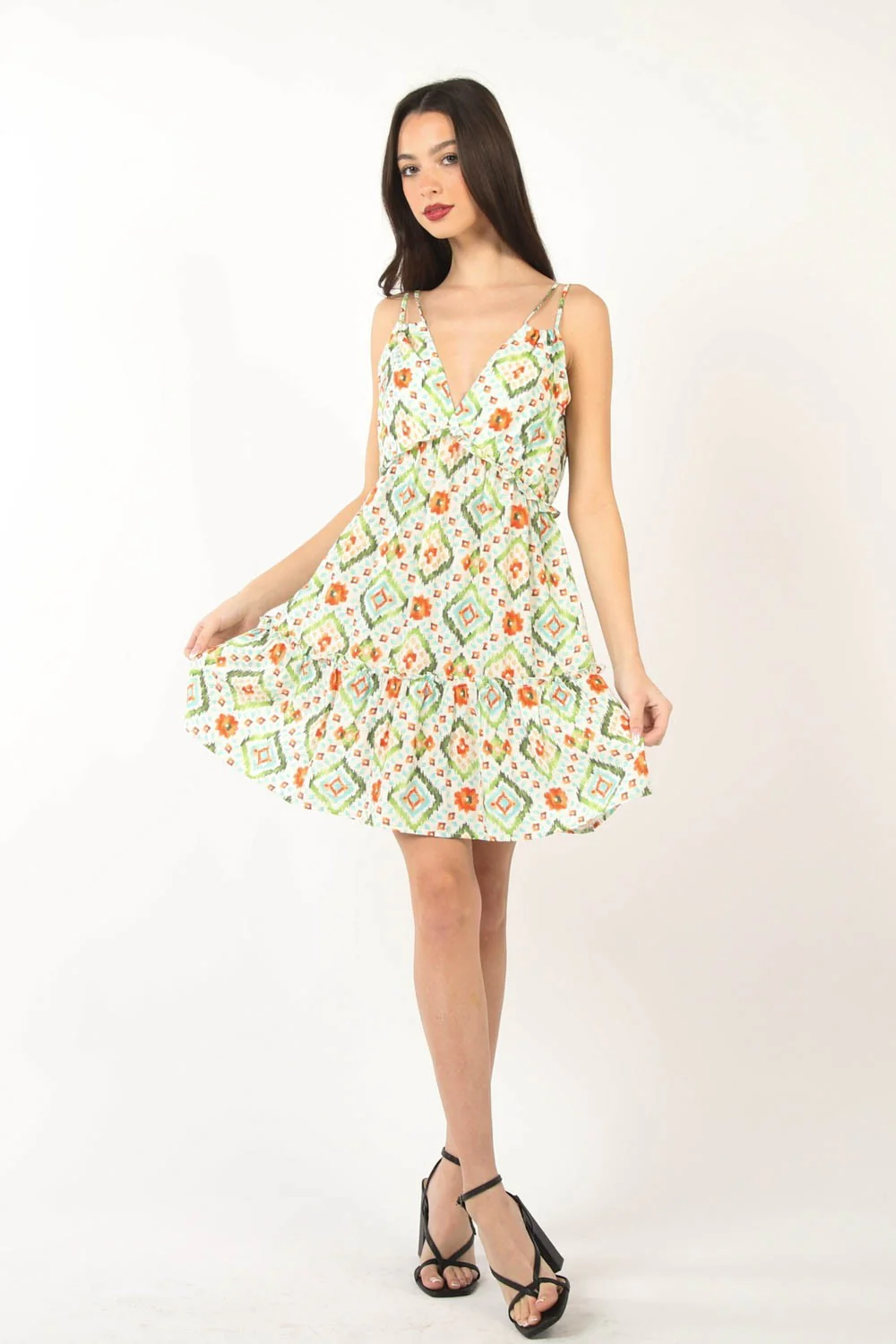 VERY J Floral Back Smocked Ruffled Mini Dress - Image 6