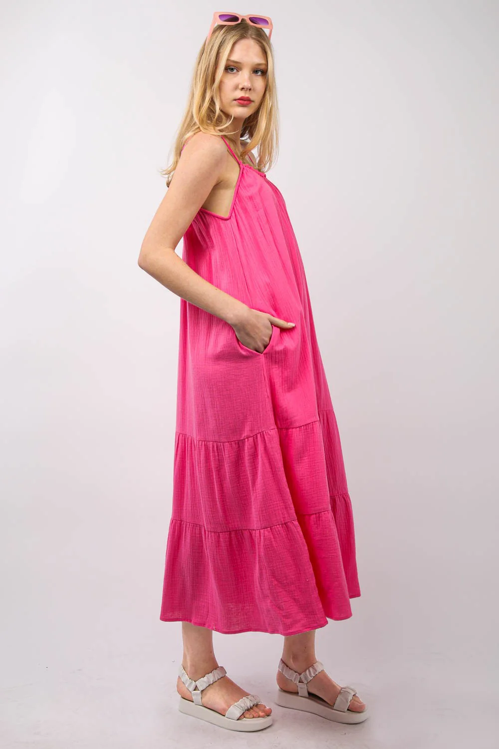 VERY J Ruffled A-Line Midi Cami Dress - Image 3