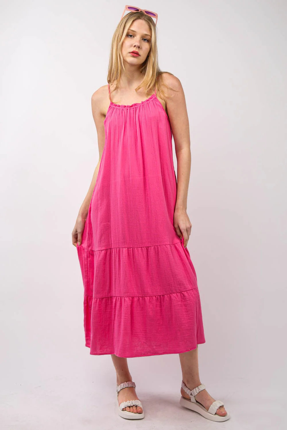 VERY J Ruffled A-Line Midi Cami Dress - Image 4