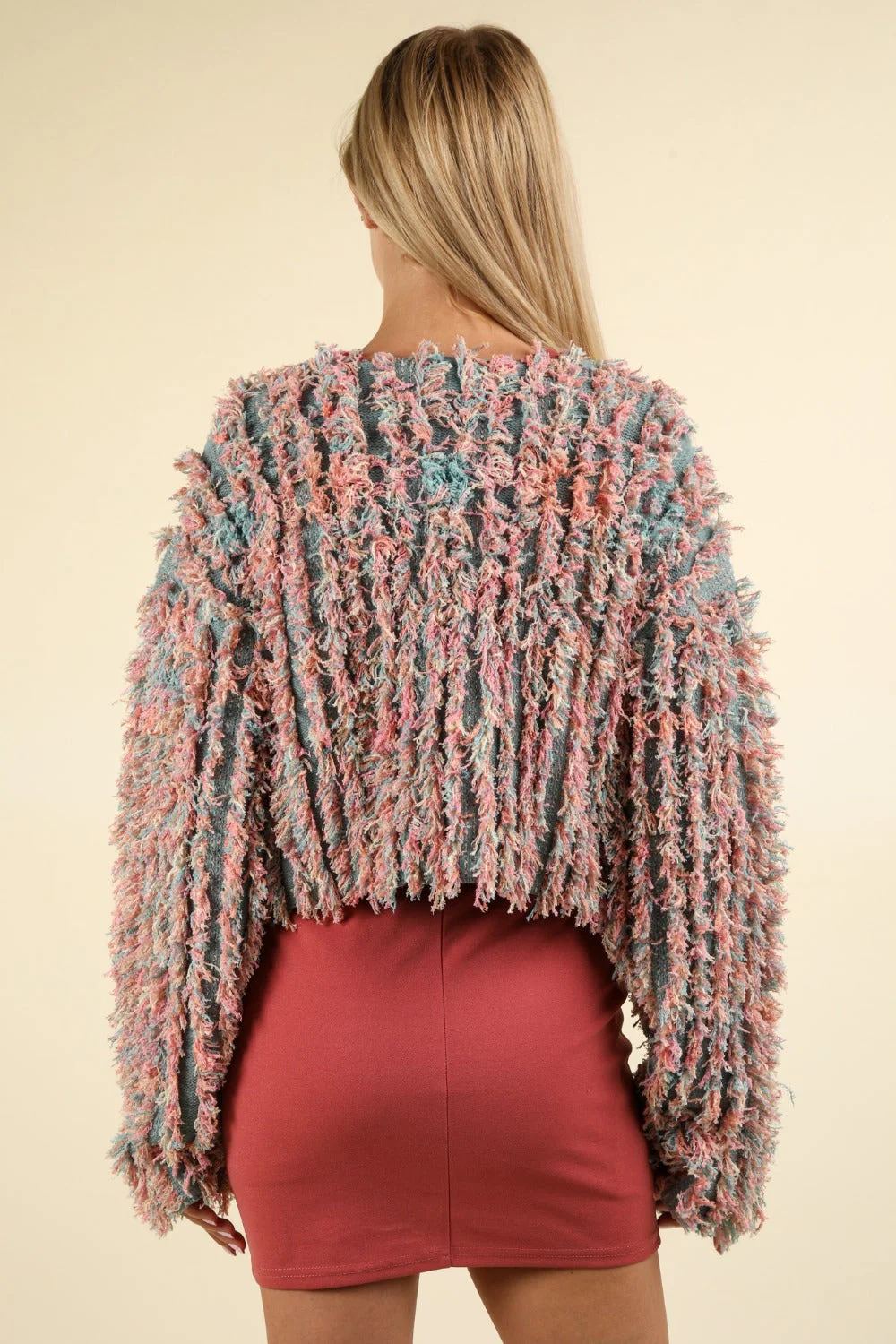 VERY J Shaggy Yarn Knit Zip Up Jacket - Image 2
