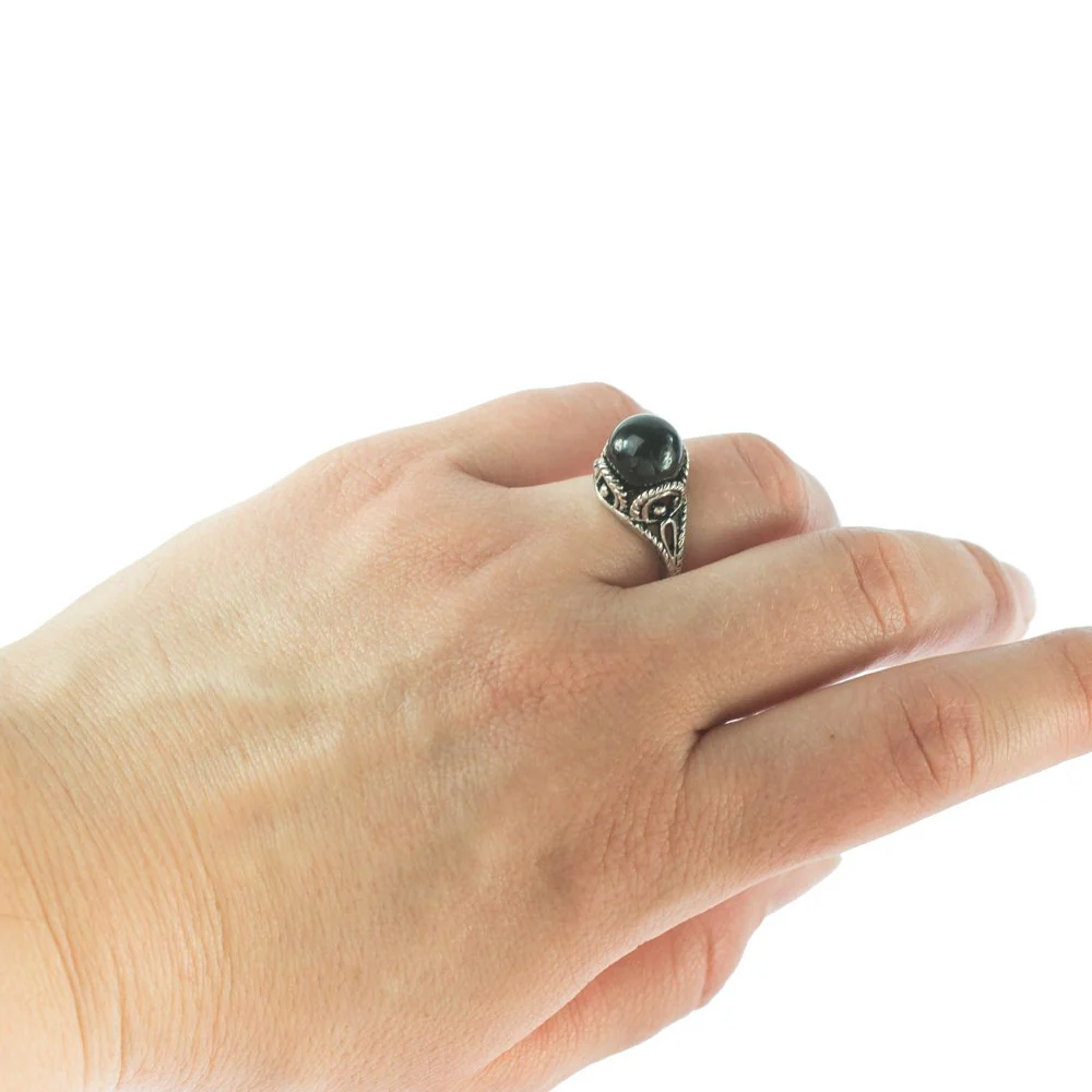 Vintage 1970's Pearl Bead Ring Antiqued 18k Gold Electroplated Made in USA by PVD Vintage Jewelry - Image 8
