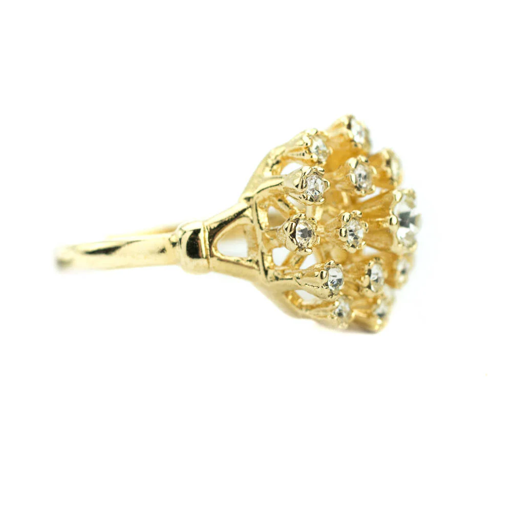 Vintage Clear Austrian Crystal Burst Ring 18k White Gold Electroplated Made in USA by PVD Vintage Jewelry - Image 11