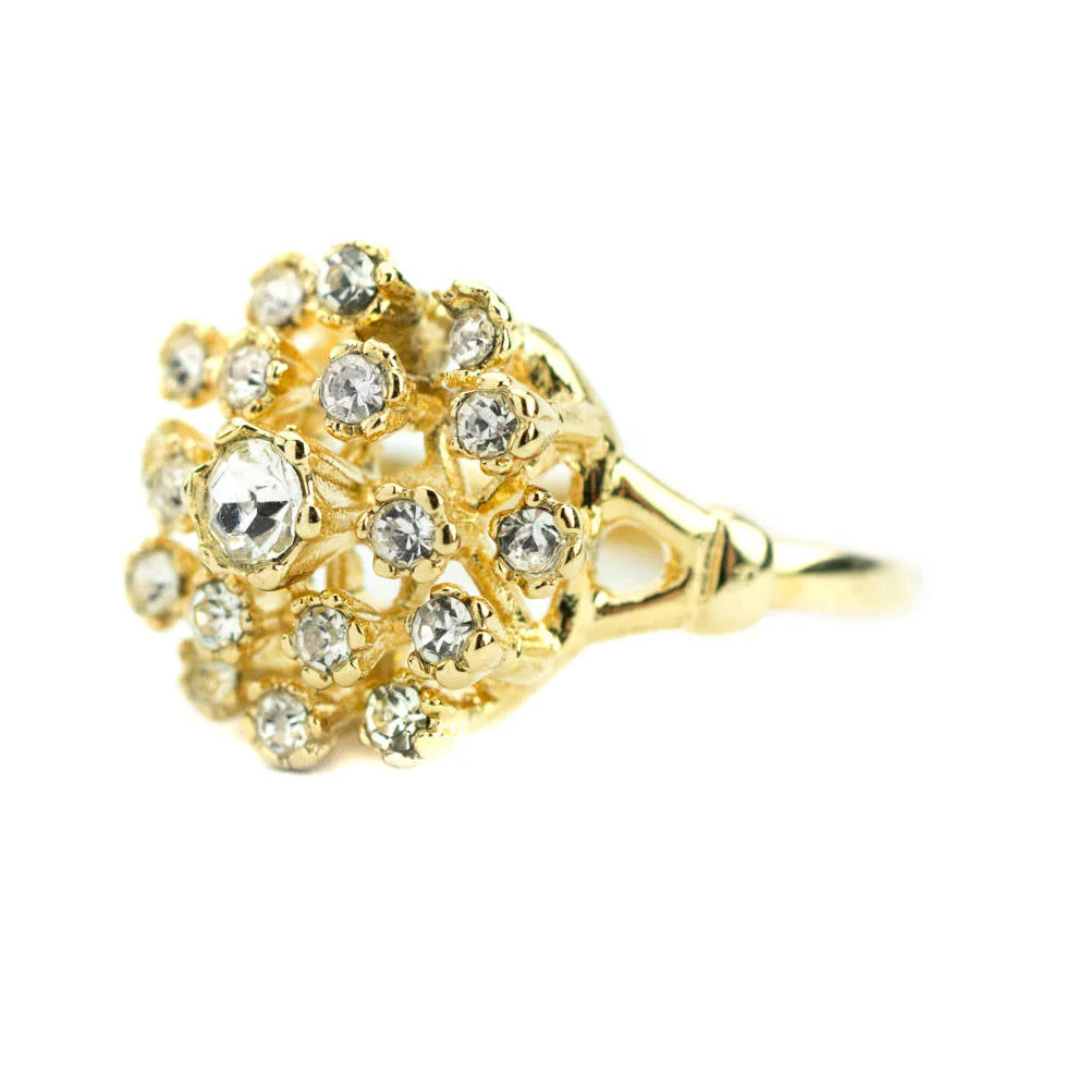 Vintage Clear Austrian Crystal Burst Ring 18k White Gold Electroplated Made in USA by PVD Vintage Jewelry - Image 12