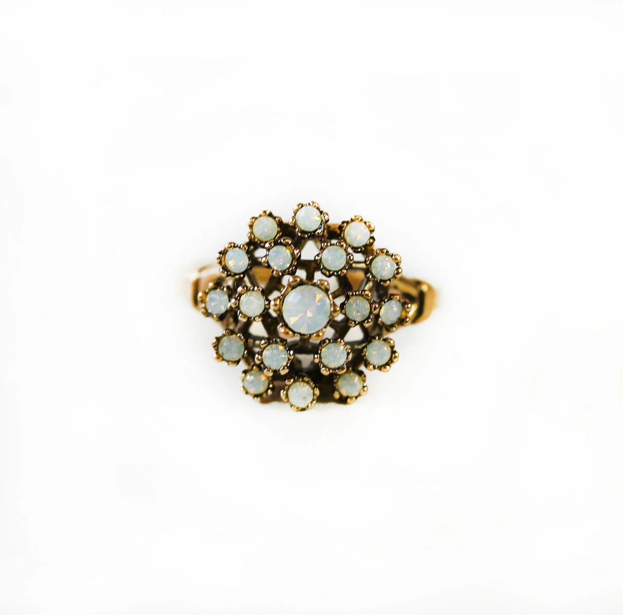 Vintage Clear Austrian Crystal Burst Ring 18k White Gold Electroplated Made in USA by PVD Vintage Jewelry - Image 6