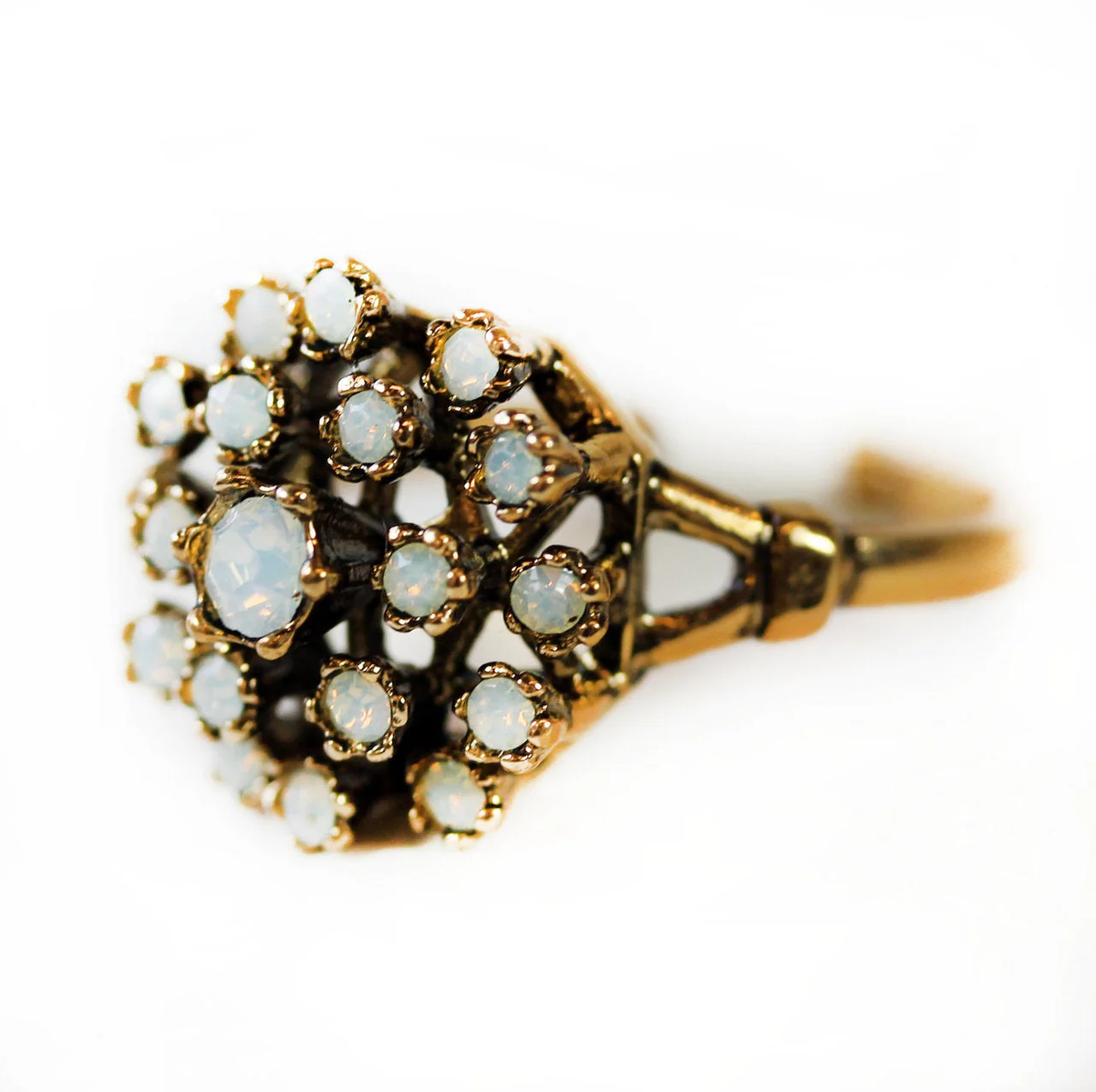 Vintage Clear Austrian Crystal Burst Ring 18k White Gold Electroplated Made in USA by PVD Vintage Jewelry - Image 7