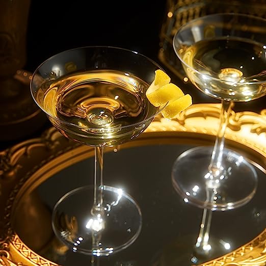 Vintage Crystal Coupe Glasses, Set of 2, Clear Radiance - Champagne, Martini, Cocktails - Hand Blown Classy Glass -Timeless Art Deco Design - Durable Sparkling Cocktail Barware, Home Bar (8 OZ) by The Wine Savant - Image 3