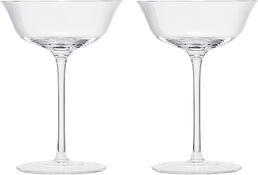 Vintage Crystal Coupe Glasses, Set of 2, Clear Radiance - Champagne, Martini, Cocktails - Hand Blown Classy Glass -Timeless Art Deco Design - Durable Sparkling Cocktail Barware, Home Bar (8 OZ) by The Wine Savant - Image 7