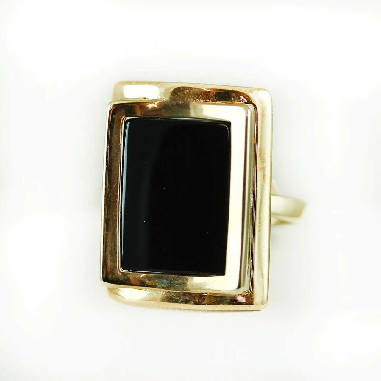 Vintage Genuine Onyx Rectangle 18k Yellow Gold Electroplated Made in USA #R327 by PVD Vintage Jewelry - Image 2