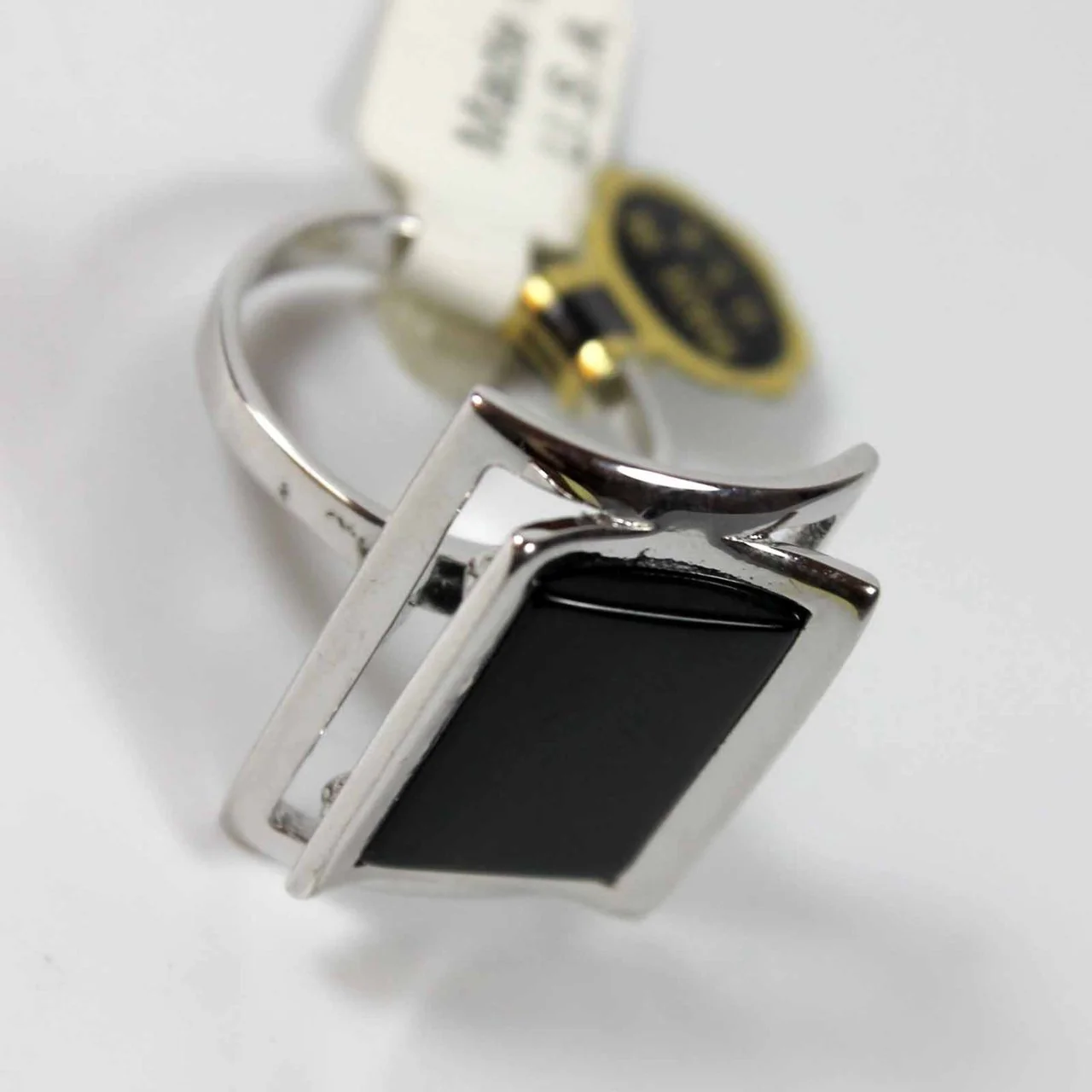 Vintage Genuine Onyx Rectangle 18k Yellow Gold Electroplated Made in USA #R327 by PVD Vintage Jewelry - Image 8