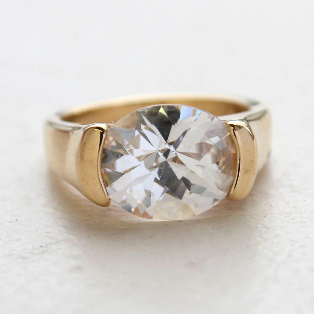 Vintage Ring Amethyst Swarovski Crystal Ring 18k White Gold Silver  R4668 by PVD Vintage Jewelry - Image 4