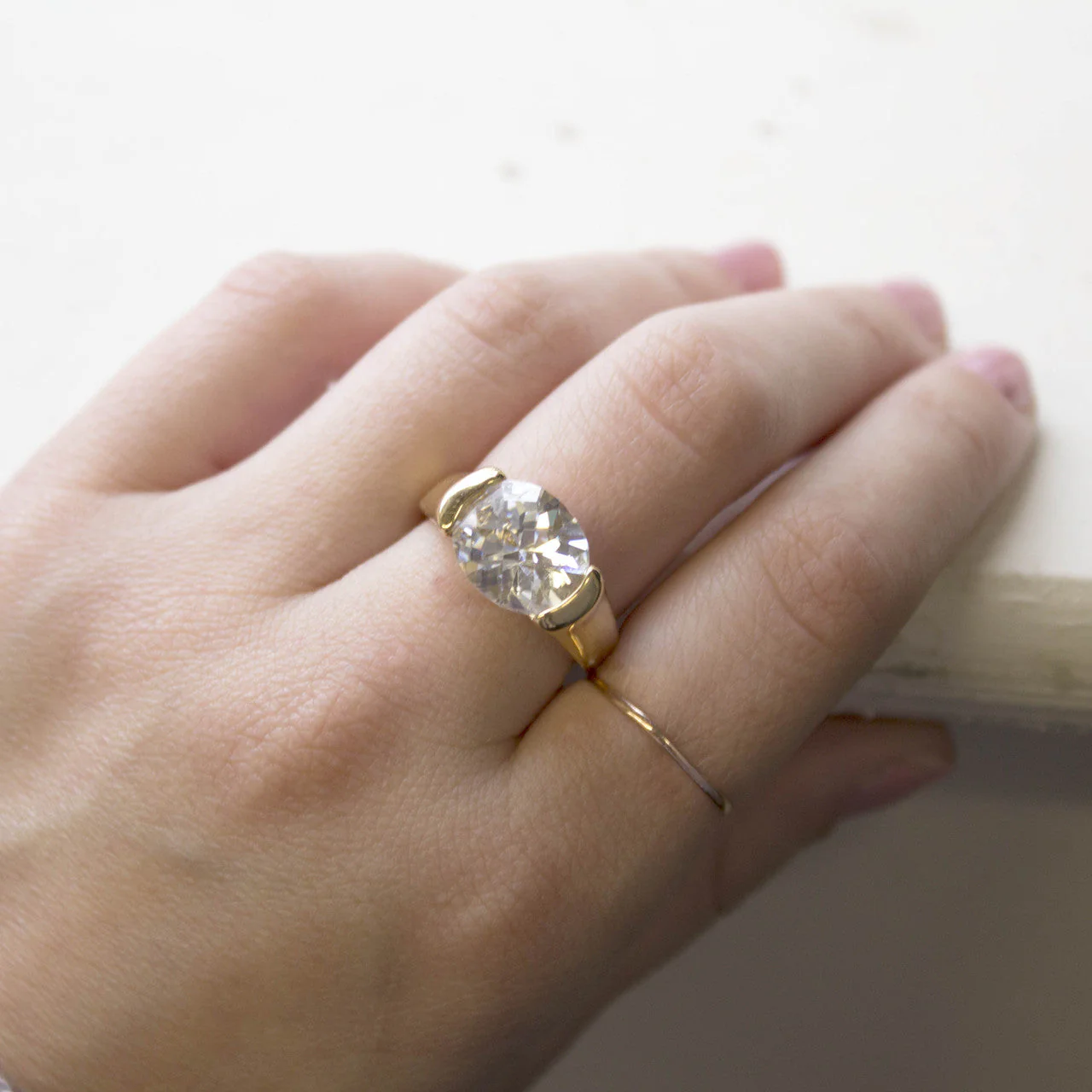Vintage Ring Amethyst Swarovski Crystal Ring 18k White Gold Silver  R4668 by PVD Vintage Jewelry - Image 5