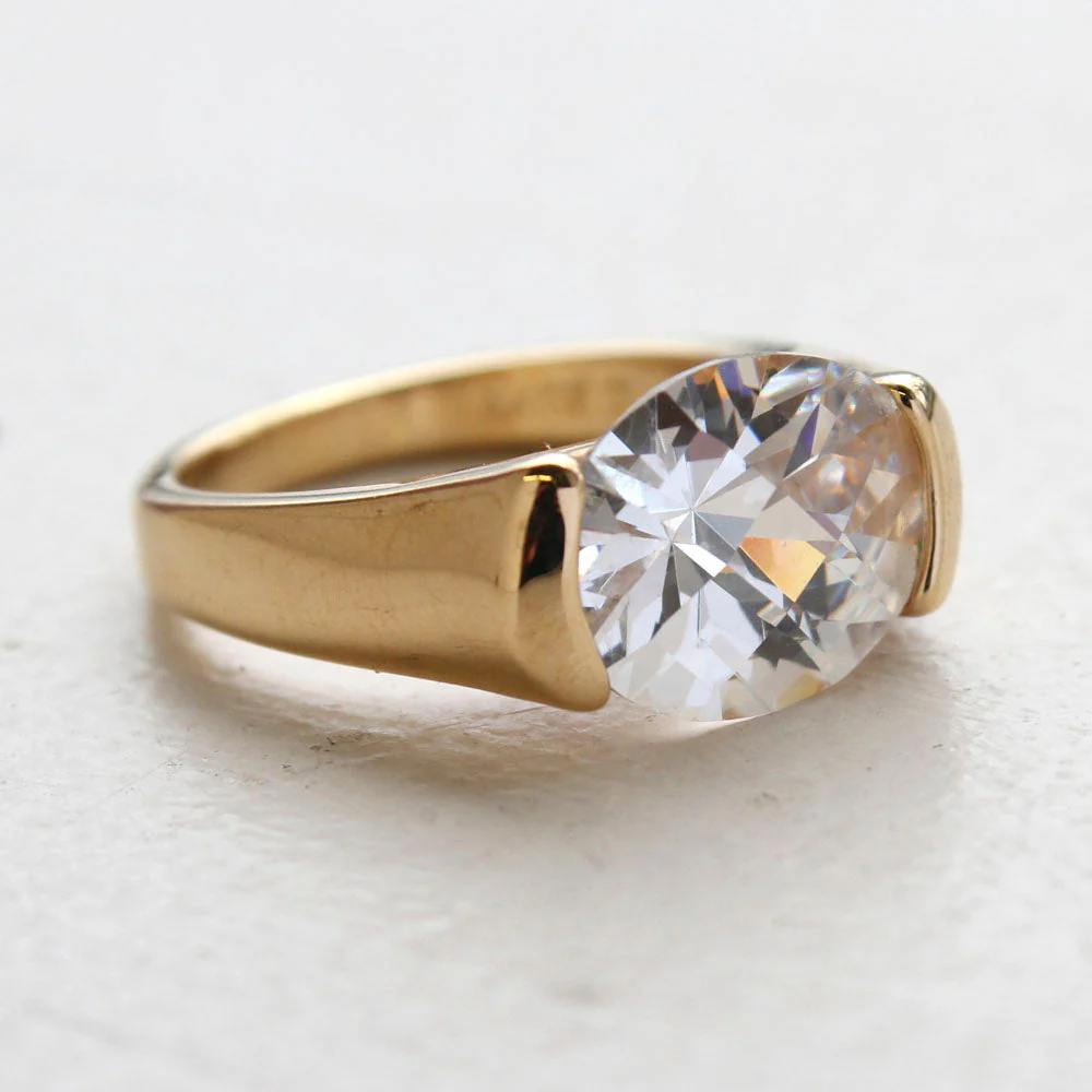 Vintage Ring Amethyst Swarovski Crystal Ring 18k White Gold Silver  R4668 by PVD Vintage Jewelry - Image 6