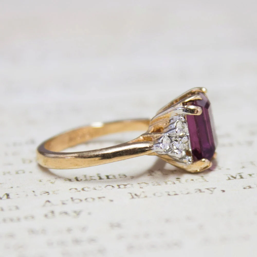 Vintage Ring Clear Austrian Crystals 18k Yellow Gold Electroplated Womens Birthstone Made in USA by PVD Vintage Jewelry - Image 16