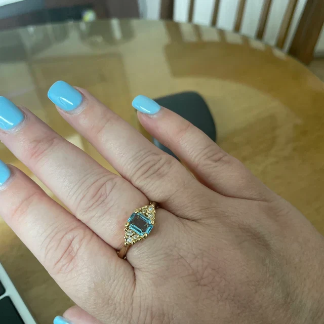 Vintage Ring Clear Austrian Crystals 18k Yellow Gold Electroplated Womens Birthstone Made in USA by PVD Vintage Jewelry - Image 39