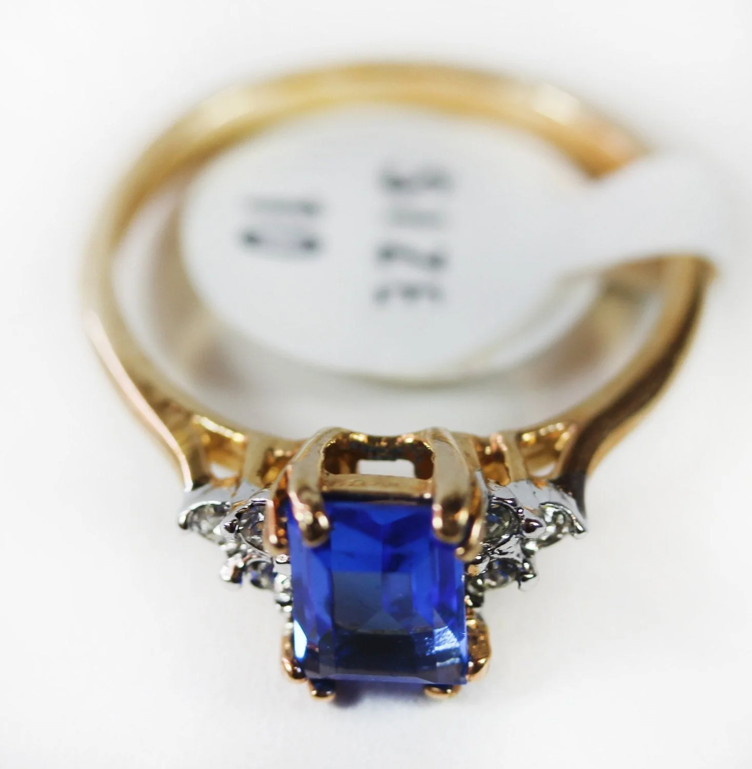 Vintage Ring Clear Austrian Crystals 18k Yellow Gold Electroplated Womens Birthstone Made in USA by PVD Vintage Jewelry - Image 5