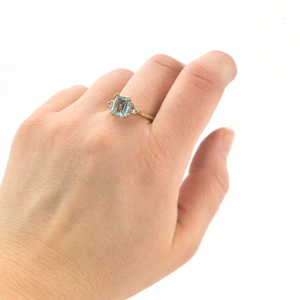 Vintage Ring Clear Austrian Crystals 18k Yellow Gold Electroplated Womens Birthstone Made in USA by PVD Vintage Jewelry - Image 8