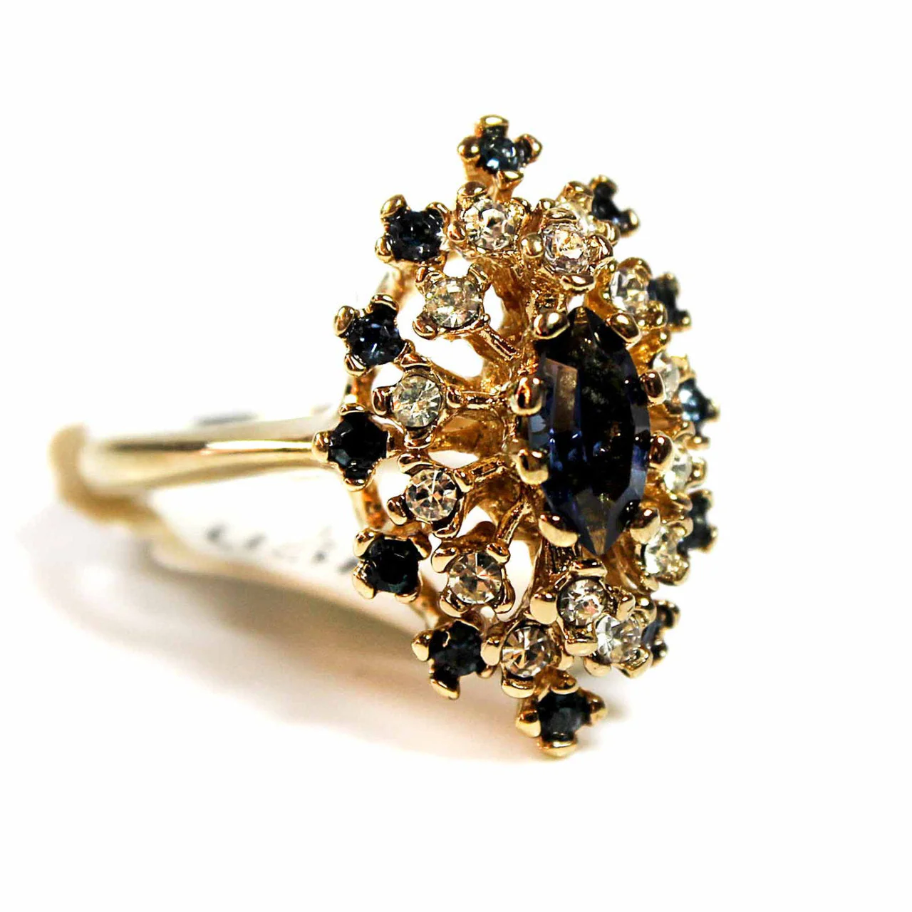 Vintage Ring Genuine Opal with Clear and Ruby Austrian Crystals 18kt Yellow Gold Electroplated by PVD Vintage Jewelry - Image 19